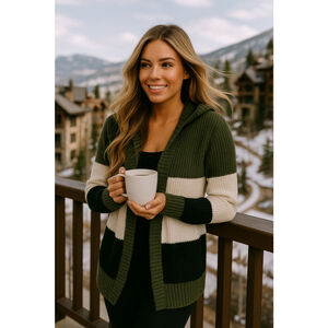 NB Green Striped Knit Cardigan Buttery Soft Cozy Cottagecore Scandi Parisian L